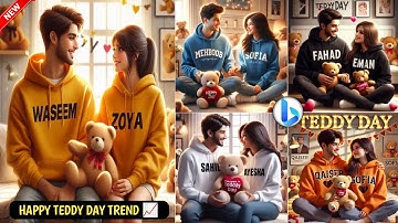 How to Create Ai Couples Happy Teddy Day with Name Images | 2025