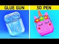 3D PEN VS HOT GLUE || Amazing 3D Pen and Hot Glue Crafts And DIY Hacks By 123 GO! Like