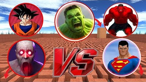 HULK vs SCP 096 vs Goku vs superman vs spiderman vs red hulk Who Wins in Garry