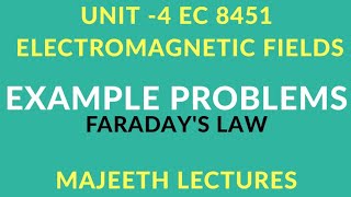EC8451 ELECTROMAGNETIC FIELDS FARADAYS LAW PROBLEM-II