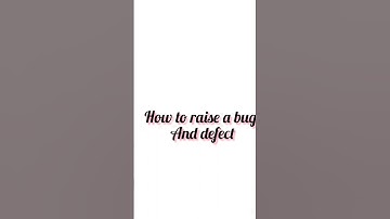 How to raise a bug / defect