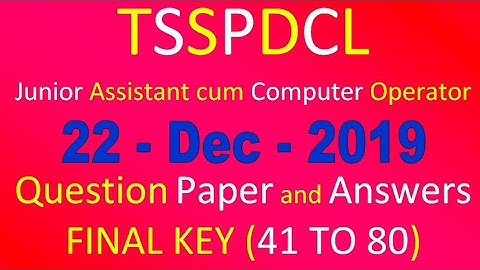 TSSPDCL JUNIOR ASSISTANT COMPUTER OPERATOR 2019 Final Key 2(41 to 80)