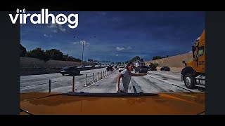Woman Rescues Baby Opossum From Busy Freeway || ViralHog