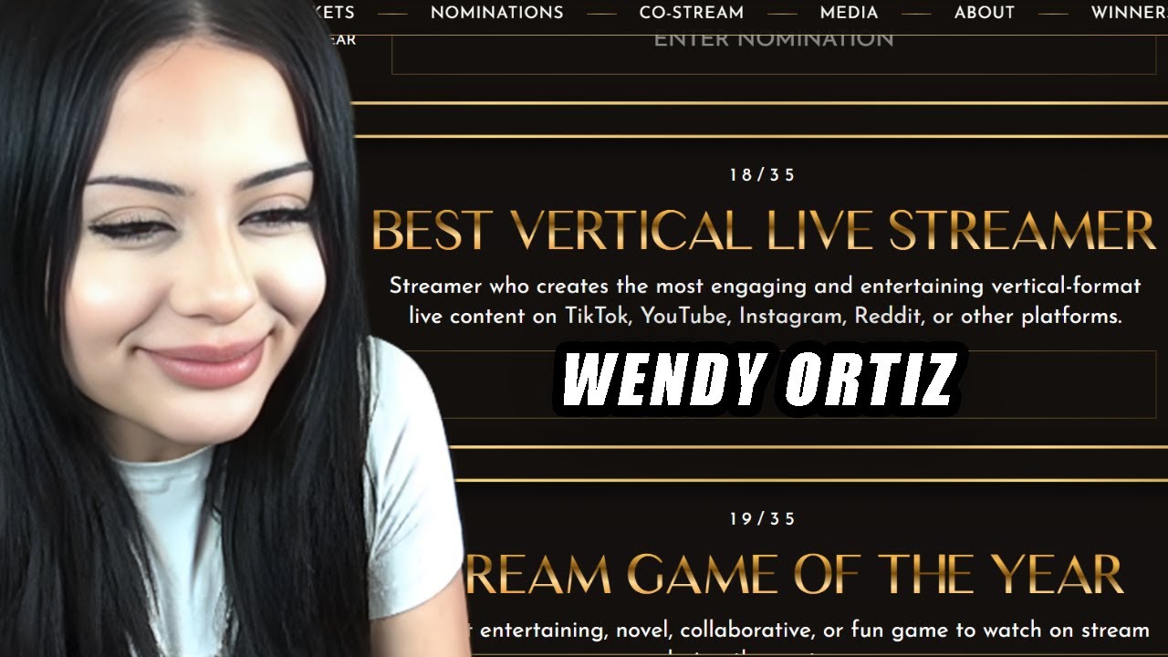 Wendy Ortiz Chooses Streamer Award Nominees With Her Chat!! 🏆😂 - YouTube