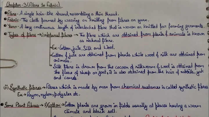 Class-6 |Science| Ch-3 ( Fibre to Fabric )[ PART 1] # Ncert #Handwritten notes # Concept Improver