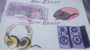 how to draw input and output devices|mouse|keyboard|headphone|speakers