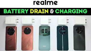 Realme BATTERY Drain, Charging | Realme P1 Pro vs Realme P1 vs Realme 12 Plus vs Narzo 70 Pro vs 12x