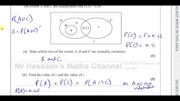 WST01/01 (Edexcel) IAL S1 June 2021 Q2 Probability & Venn Diagrams