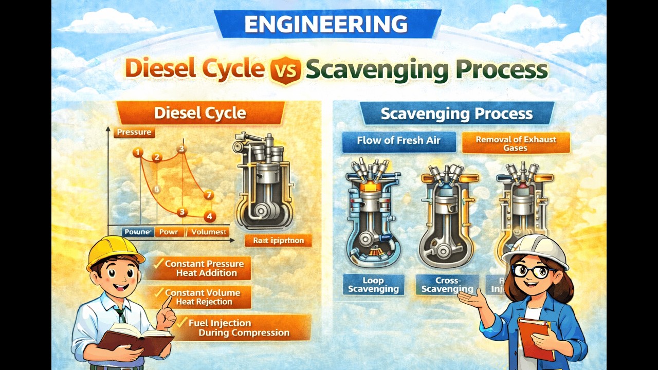 Diesel Process Diesel Cycle & Scavenging Process | IC Engine Basics | Polytechnic ...