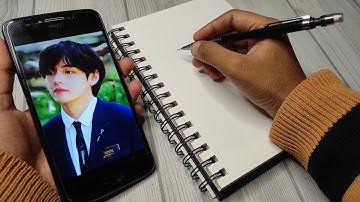 How to draw Bts V outline by using grid method | Bts V Drawing |