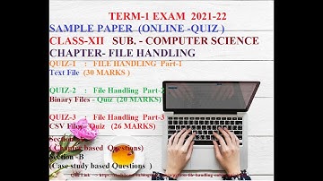 Term 1 mcqs for class 12 computer science  | File Handling Quiz Part  1, 2, 3| Python File handling