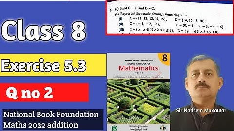 Class 8 Exercise 5.3 Q no 2 NBF Maths Ex 5.3 verify with Venn diagram in Urdu Sir Nadeem Munawar