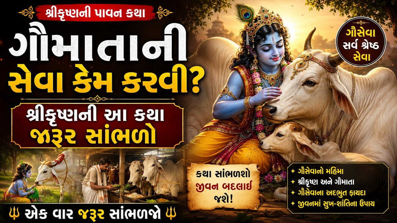 🚩♥️ગૌમાતાની સેવા કેમ કરવી? શ્રીકૃષ્ણની આ કથા જરૂર સાંભળો 🙏🐄 