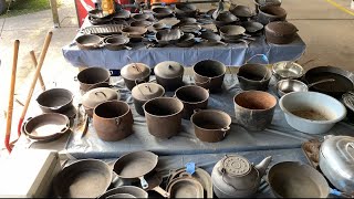 Shopping at Uncle Bills flea market to sale on eBay Antiques Cast iron cookware picking vlog