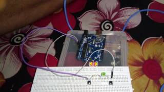 LED BLINKING EXAMPLE USING TWO PUSH BUTTONS ,LED, ARDUINO BOARD FOR POWER SUPPLY.