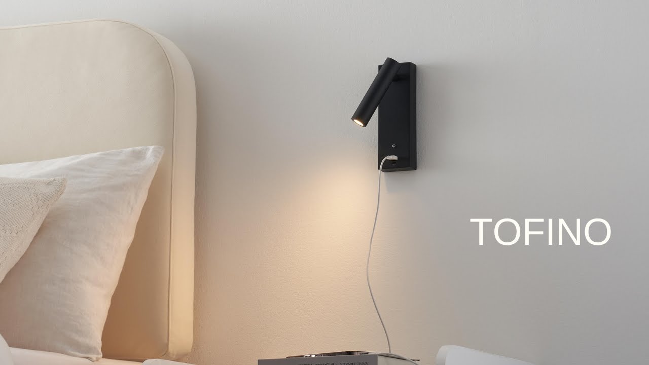 Éclairage mural dimmable avec liseuse orientable et port USB - Tofino