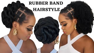 🔥QUICK & EASY RUBBER BAND HAIRSTYLE ON NATURAL HAIR / TUTORIALS / Protective Style / Tupo1