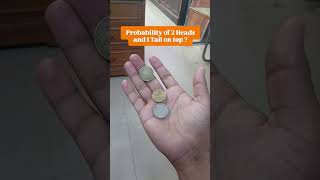 Probability of 2 Heads and 1 Tail when 3 coins are tossed ? #shorts #ytshorts #ssc #cgl #chsl #mts
