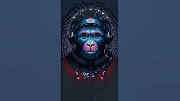 Free Stock Videos - vector art, painting of monkey in space suit, wearing a helmet, and headphones