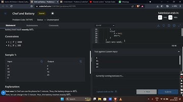 || chef and battery || codechef solution || starter 86 ||
