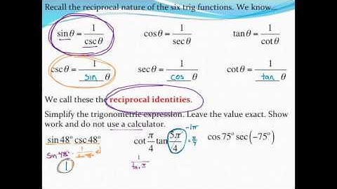 Using reciprocal identities to simplify trigonometric expressions