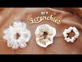 DIY Scrunchies | 3 Styles - 3 Easy Ways |  Mini - Large - 2 color | Chiffon & Linen | Tutorial