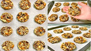 كوكيز المكسرات و الشوفان بدون سكر بدون دقيق / Healthy Mixed nuts cookies without sugar and flour