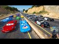 Crazy Cars - Street Race - Police VS Cars  McQueen and Friends Jackson Storm The King Cruz Ramirez