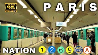🇫🇷Paris NATION Station RATP - All Metro and RER Train 【4K】