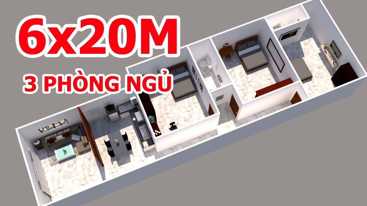 Top 50 mẫu nhà cấp 4 3 phòng ngủ 6x20 đẹp nhất