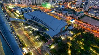 4K 타임랩스 부산 _ 벡스코 제2전시장. 센텀시티 &amp; 마린시티 데이투나잇. BEXCO. IT EXPO Busan. Centum &amp; Marine City DTN