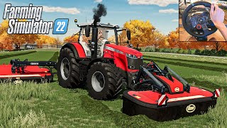 Massey Ferguson 8700S Кошение, пакетирование и упаковка тюков травы - Farming Simulator 22