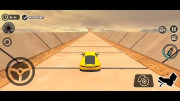 impossible stunt car tracks 3d game , yellow car driving ,  challenge mode , level - 11