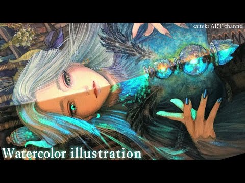 【Eng sub】Witch Magic Experiment🎨Luminescence Paints, Watercolor illustration making