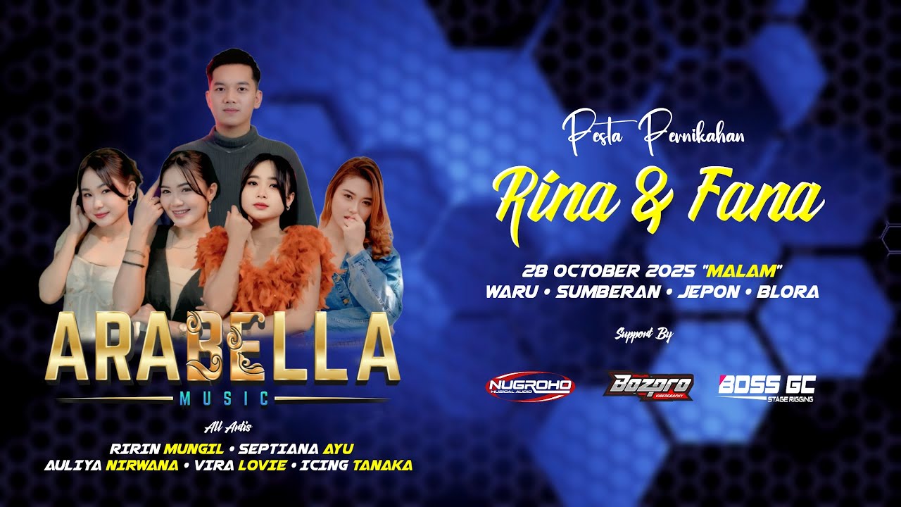 🔴LIVE ARABELLA MUSIC - WEDDING PARTY RINA & FANA | WARU SUMBERAN JEPON BLORA - NUGROHO AUDIO