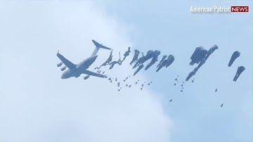 Stunning Video of MASSIVE Static Line Jump From C 17 Globemaster