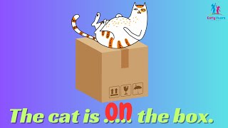 Prepositions with a Fun Cat! | Prepositions for Kids | Guessing Game & Sentence Practice