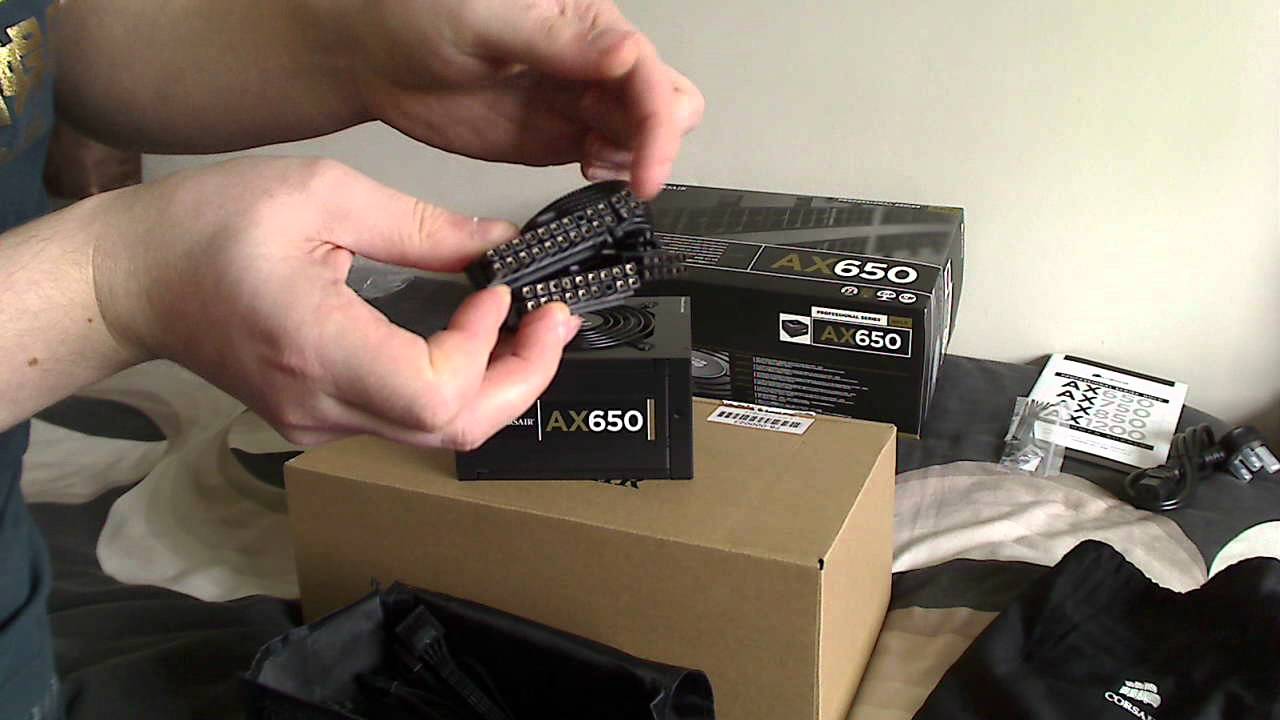 Corsair AX650 Professional Series Gold Power Unboxing and First Look - YouTube