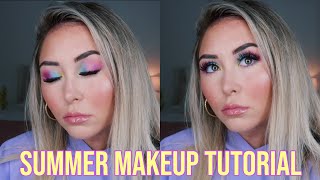 COLORFUL PASTEL SUMMER MAKEUP TUTORIAL 2019 *I tried lol*