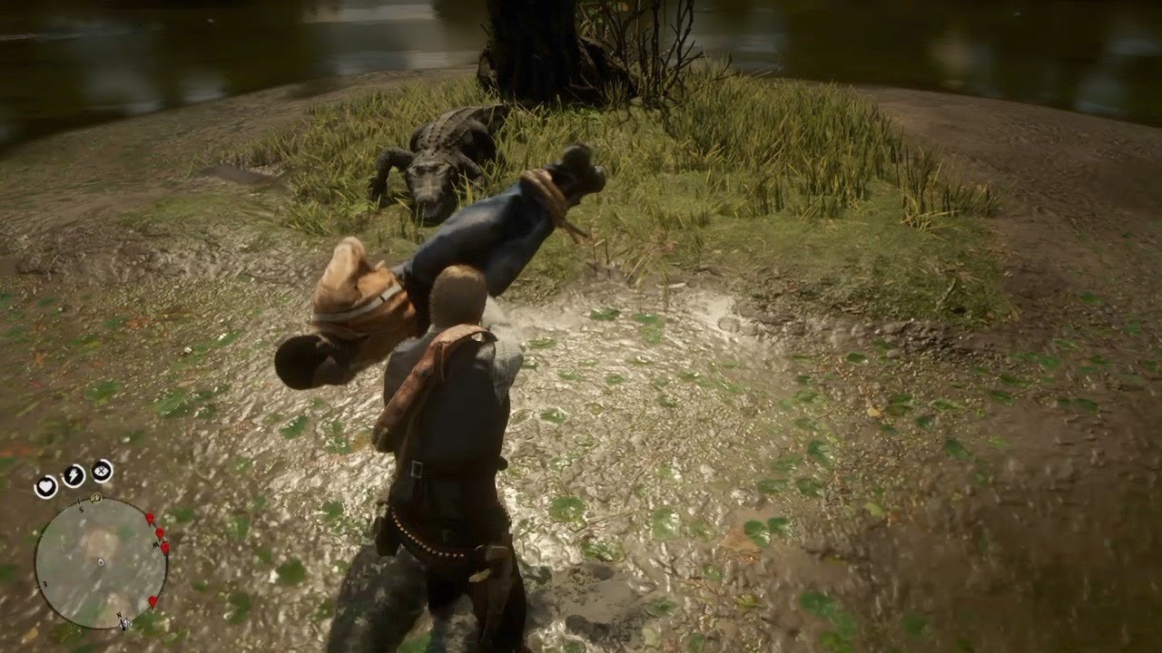 RDR2 - Tried to feed a pickpocket to a gator - YouTube
