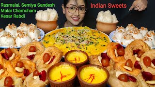 Eating Rasmalai, Chamcham, Semiya Sandesh, Rabdi | Big bites | Asmr Eating | Mukbang