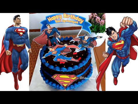 02. KUE ULANG TAHUN TEMA SUPERMAN || COCOK UNTUK PEMULA