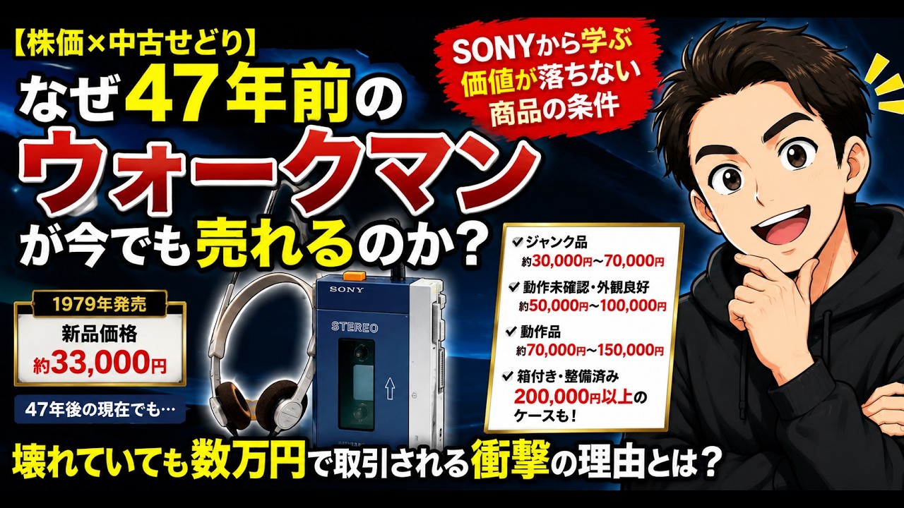 【株価×中古せどり】なぜ47年前のウォークマンが今でも売れるのか?SONYから学ぶ価値が落ちない商品の条件