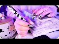 Asmr study with me  crinkly notebook inaudible whisper fountain pen writing rain 