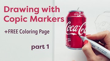How to Draw with COPIC Markers Coca-Cola Tutorial | Part 1 (Coloring Page included)