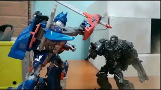 Optimus Prime vs Lockdown Final battle Transformers AOE Stop Motion