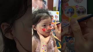 Big strawberry shark face painting for little girl #makeup #art #painting