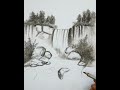 How to Draw Waterfall Landscape | Landscape Drawing Tutorial | Landscape Drawing with Pencil