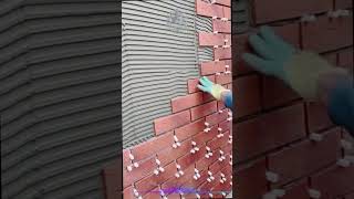 Decorative Brick Wall Installation Process | Precise Brick Veneer Technique #shorts Decorative Brick Wall Installation Process | Precise Brick Veneer Technique #shorts
