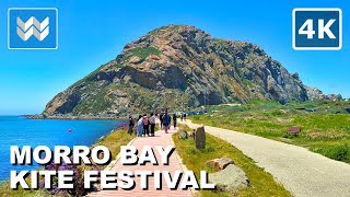 [4K] Morro Bay Kite Festival 2024 🪁 Morro Rock Beach California USA Walking Tour & Travel Vlog